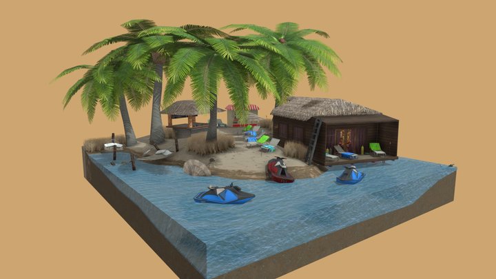 Diorama Scene - Beachhouse (Final) 3D Model