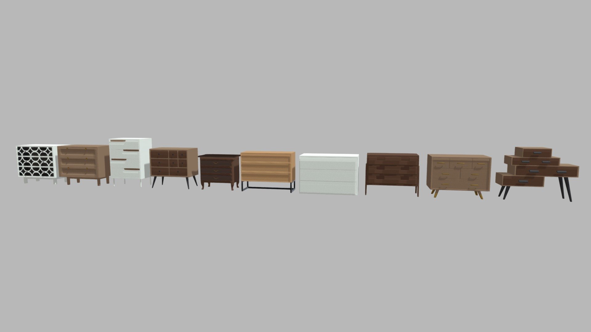 Set of chest of drawers