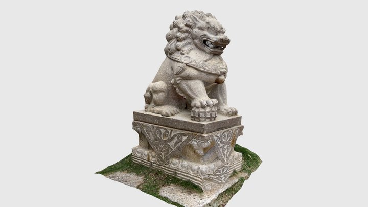 Stone china lion statue 3D Model
