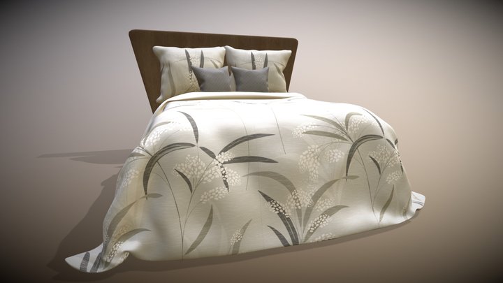 Cozy modern bed 3D Model