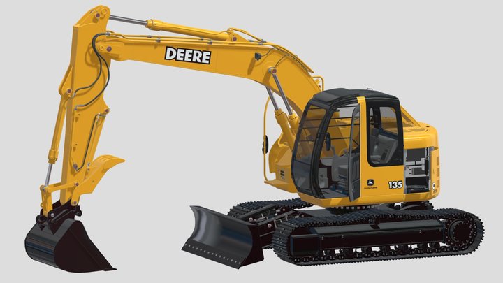 John Deere 135C Excavator 3D Model