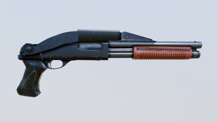 Remington 870 Magnum SAWED -medium poly 3D Model