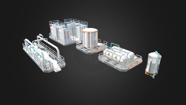 Low poly Fuel Tank 4-X + Pipe – Modelo 3D gratuito STL