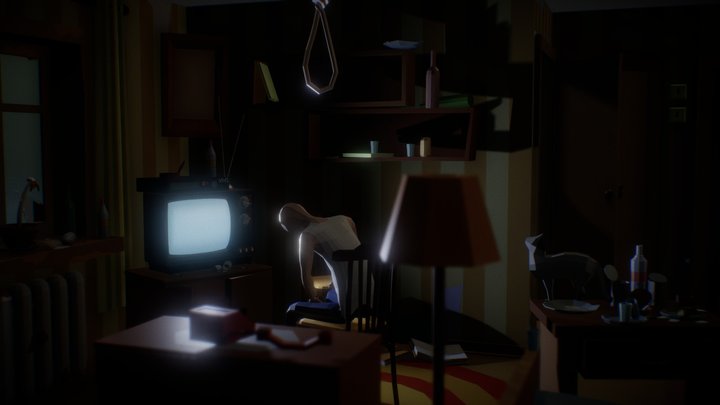 Low Poly Old Depressed Room 3D Model