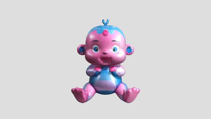inflatable stylized blue and pink sitting baby 3D Model