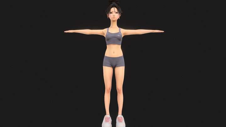 Girl, Japanese, T-pose, Stylized – Modello 3D gratuito STL