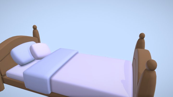 Low poly single bed 3D Model