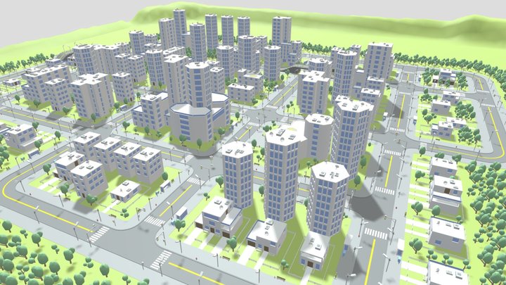 Low Poly City 3D Model