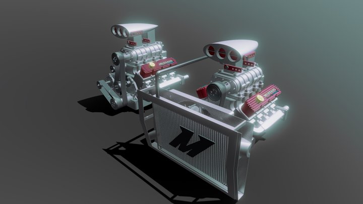 Mustang Funny Car Motor 3D Model