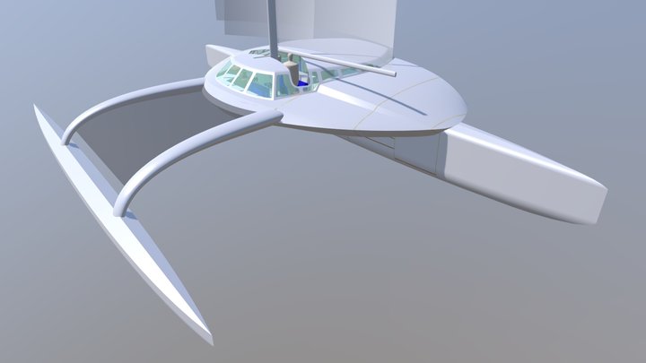 21 meter Pacific Proa, exterior and sails 3D Model