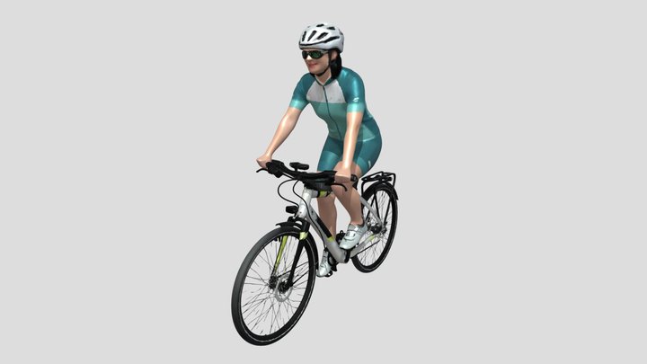 Cyclist In Teal Riding A Bike – Kostenloses 3D-Modell STL