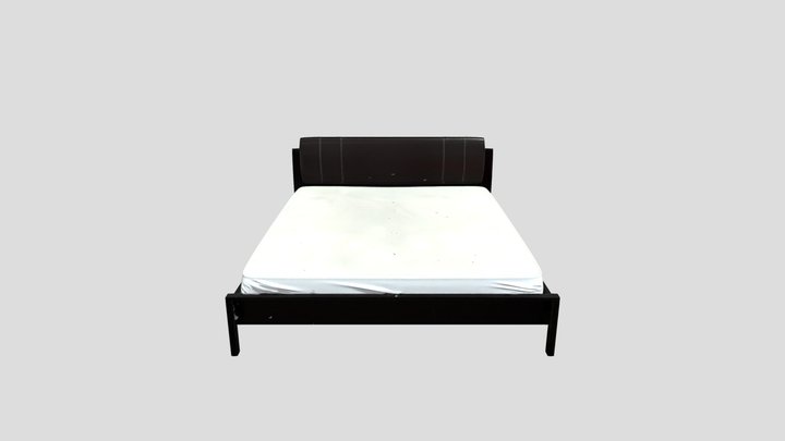 Contemporary Bedroom With Black Bed 3D Model