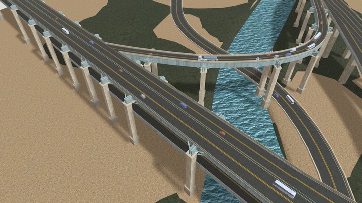 Waterbury Bridge | Traffic 3D Model