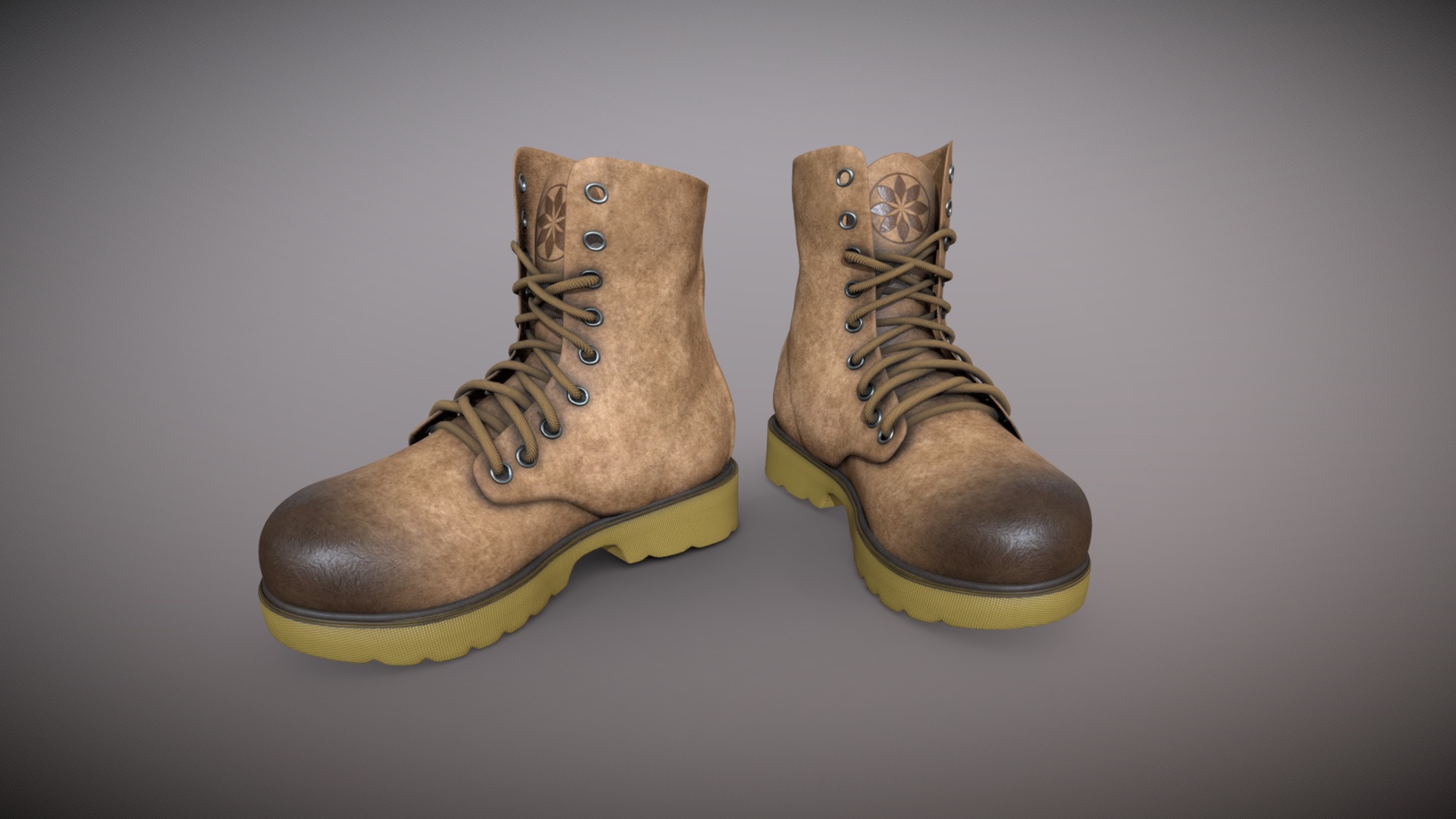 3D model SHOES - This is a 3D model of the SHOES. The 3D model is about a pair of brown boots.