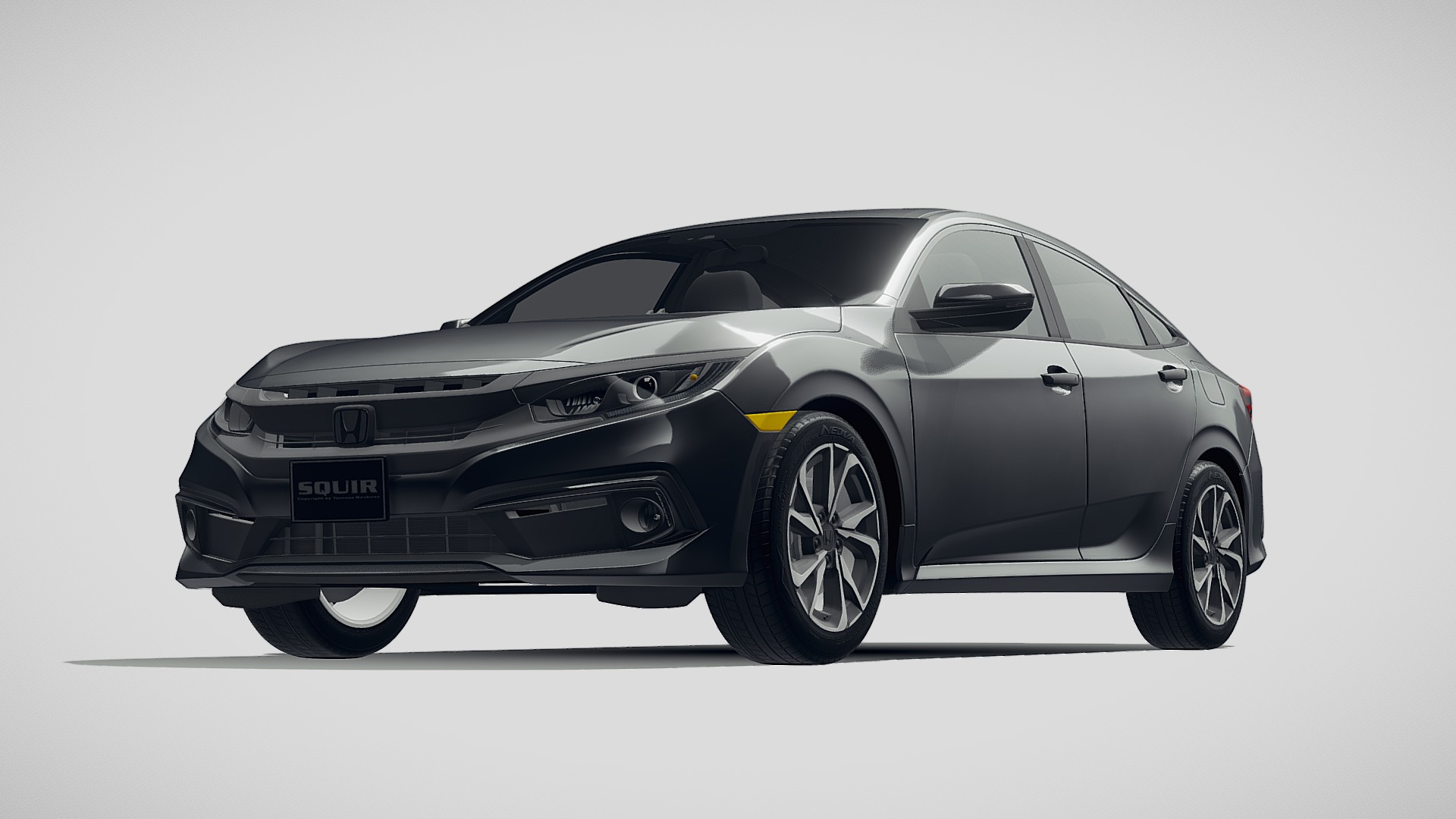 3D model Honda Civic 2019 - This is a 3D model of the Honda Civic 2019. The 3D model is about a black car with a white background.