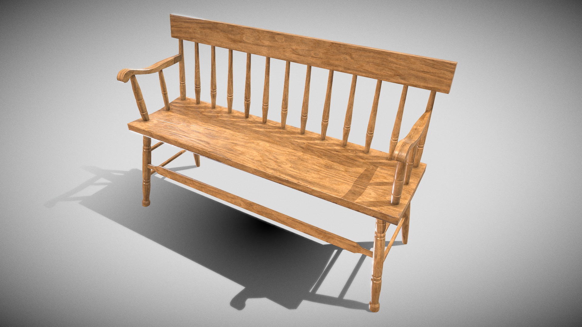 3D model Furniture Bench V-02 - This is a 3D model of the Furniture Bench V-02. The 3D model is about a wooden bench with a shadow.