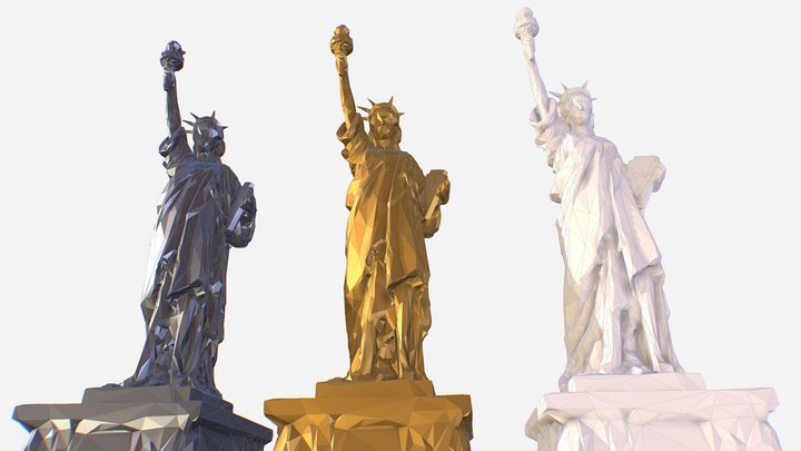 Low Poly Art Statue of Liberty Material 3D Model