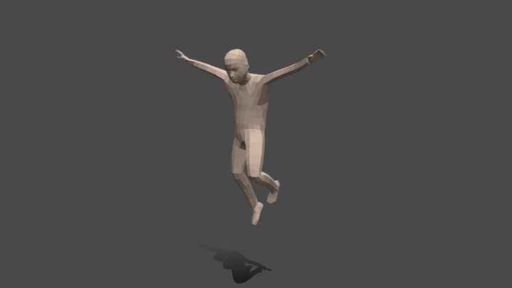Low Poly Kid Jumping Down 3D Model