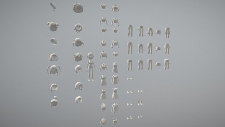 Stylized Fortnite Outfit & Hair Pack Female 3D Model