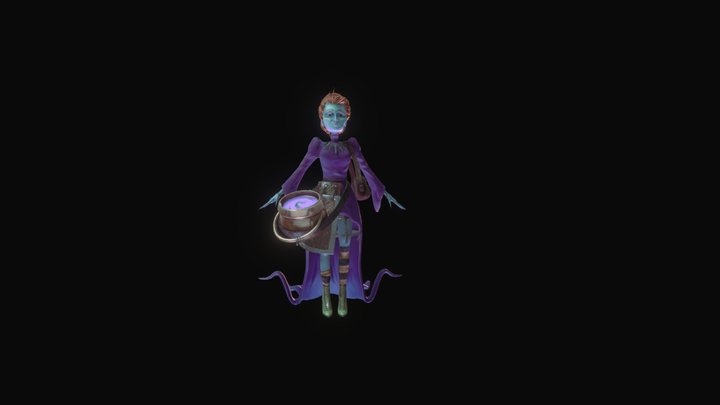Fighting Witch A-pose 3D Model