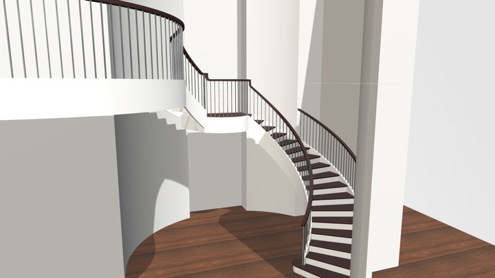 48550 curved stair with square balusters 3D Model