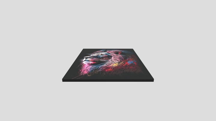 Lion Painting With Colors 3D Model