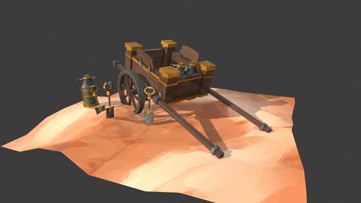 [Student Work] Dwarf Pots, Shovels and a Cart 3D Model
