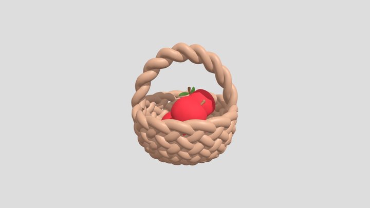 basket and apple 3D Model