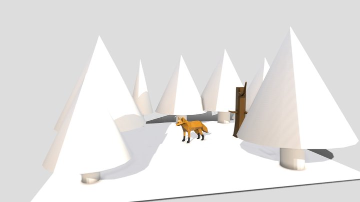 Fox in the Forest 3D Model