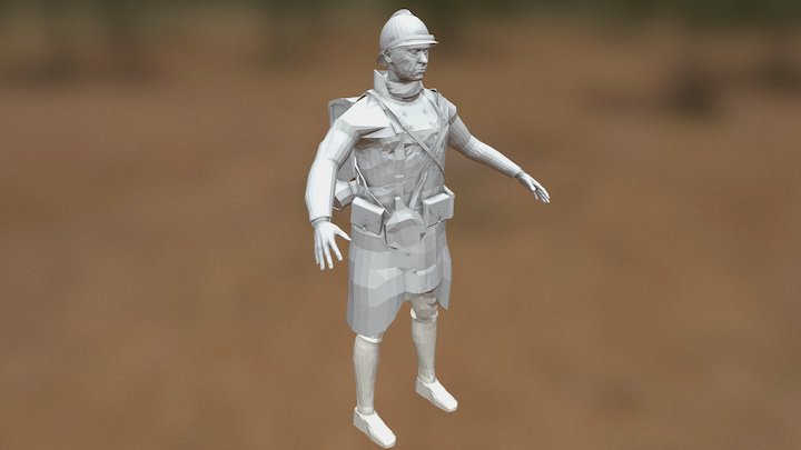 French Soldier | Cartoon | Low-poly 3D Model