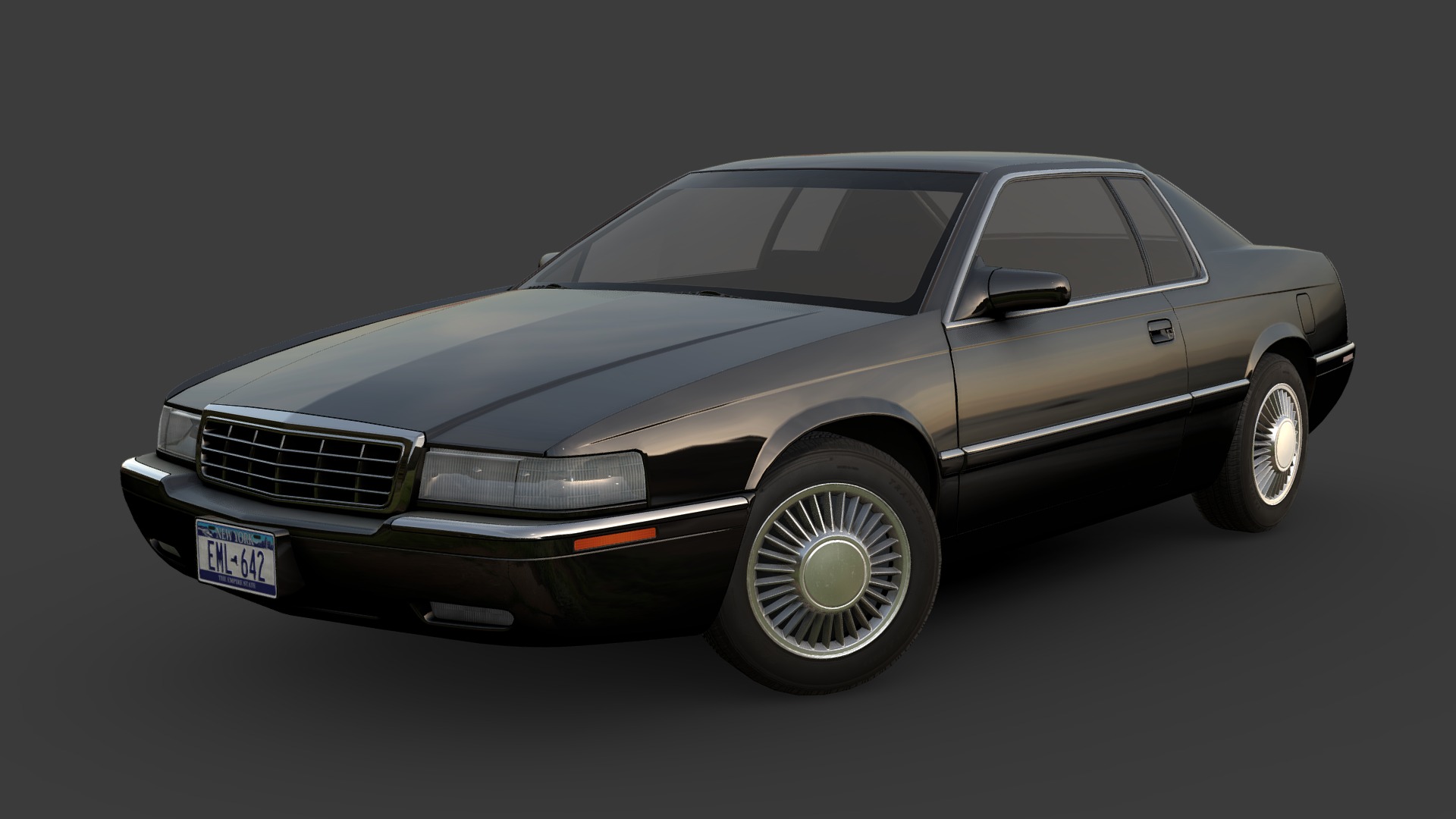 3D model Cadillac Eldorado 1999 - This is a 3D model of the Cadillac Eldorado 1999. The 3D model is about a silver car with a black background.