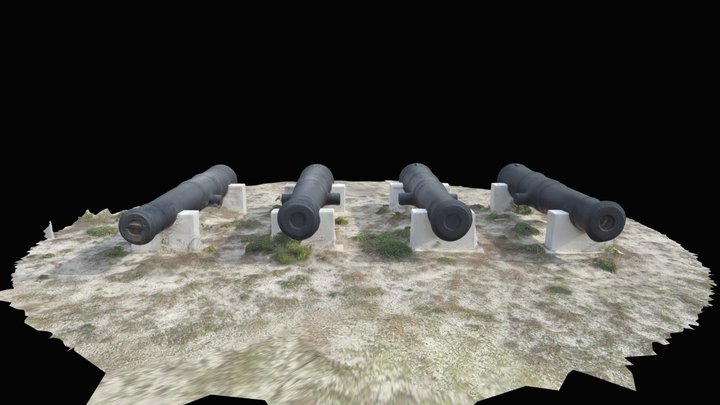 Quad Civil War Cannon Display 3D Model