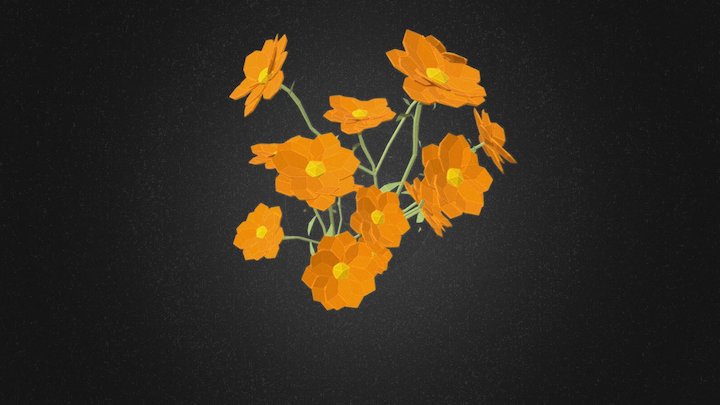 Orange flowers - calendula 3D Model