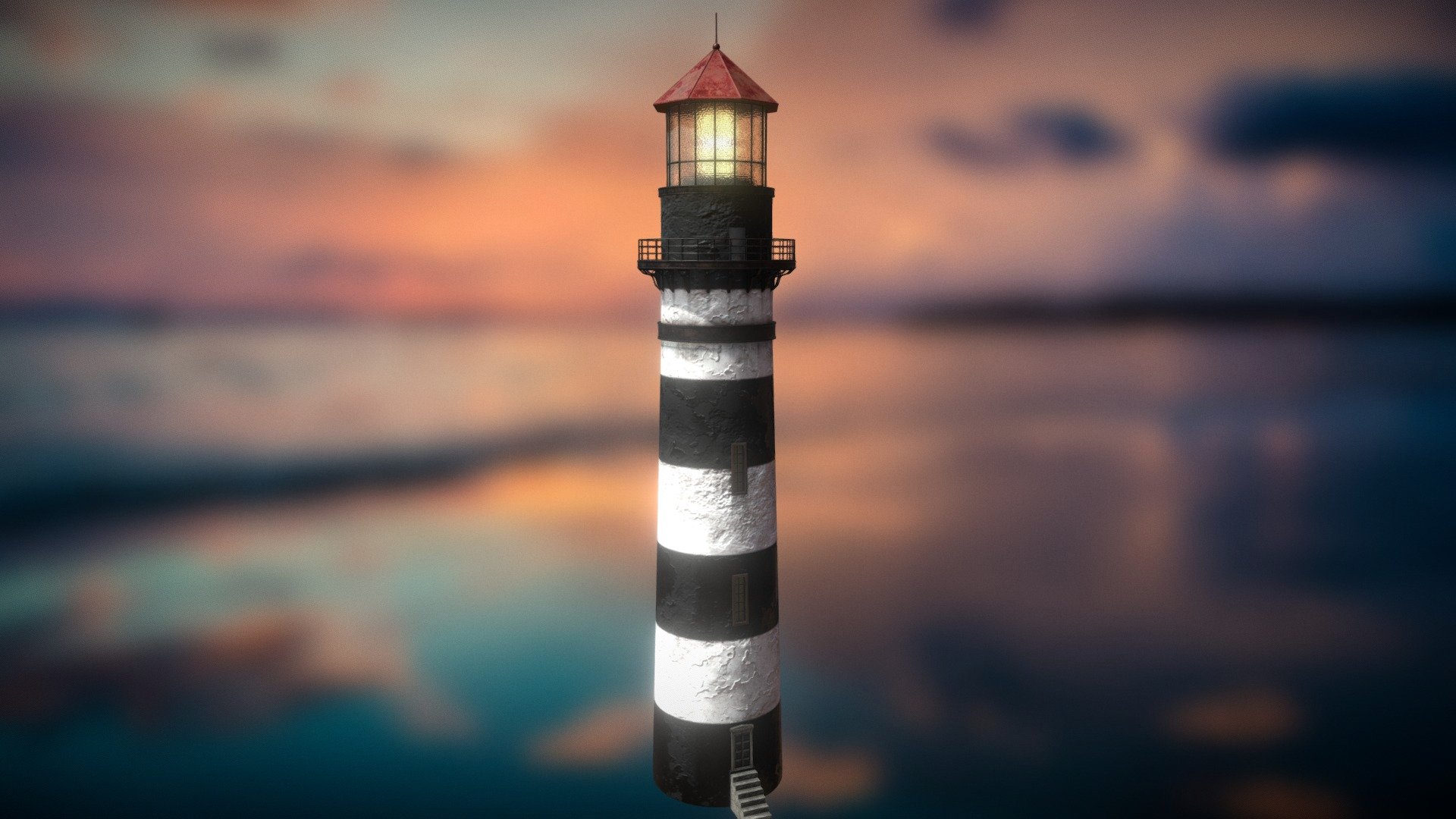 Old Black & White Lighthouse - Buy Royalty Free 3D model by Gregory ...