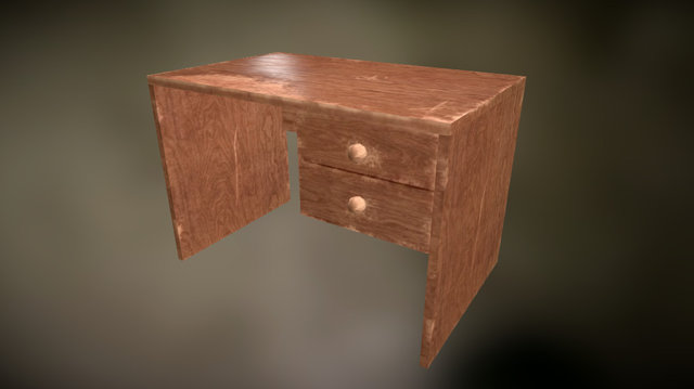 Low poly wooden desk 3D Model