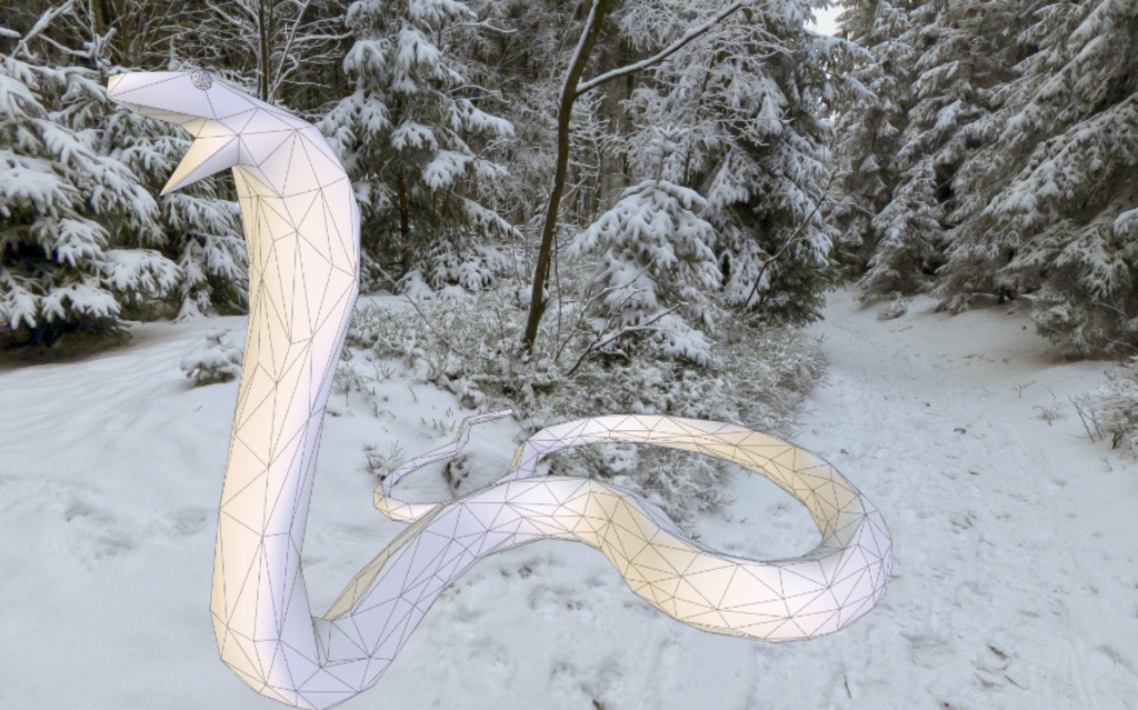 White Snake Snow Low Poly Wireframe 3D model by