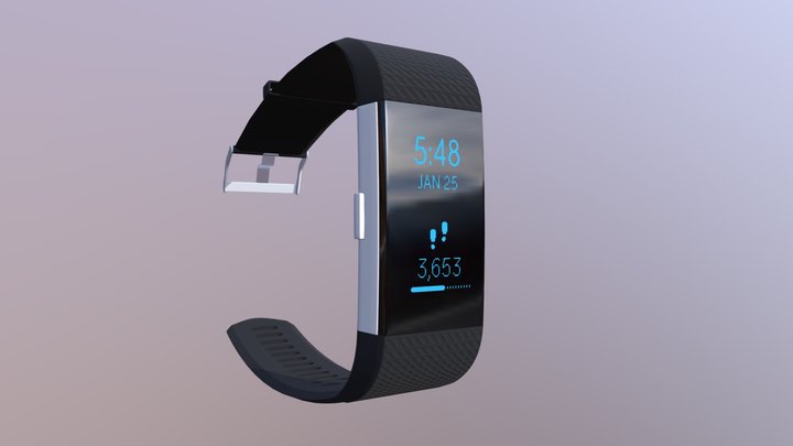 Fitbit Charge 2 Activity Tracker 3D Model