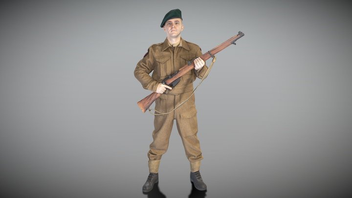 British commando with gun 282 3D Model