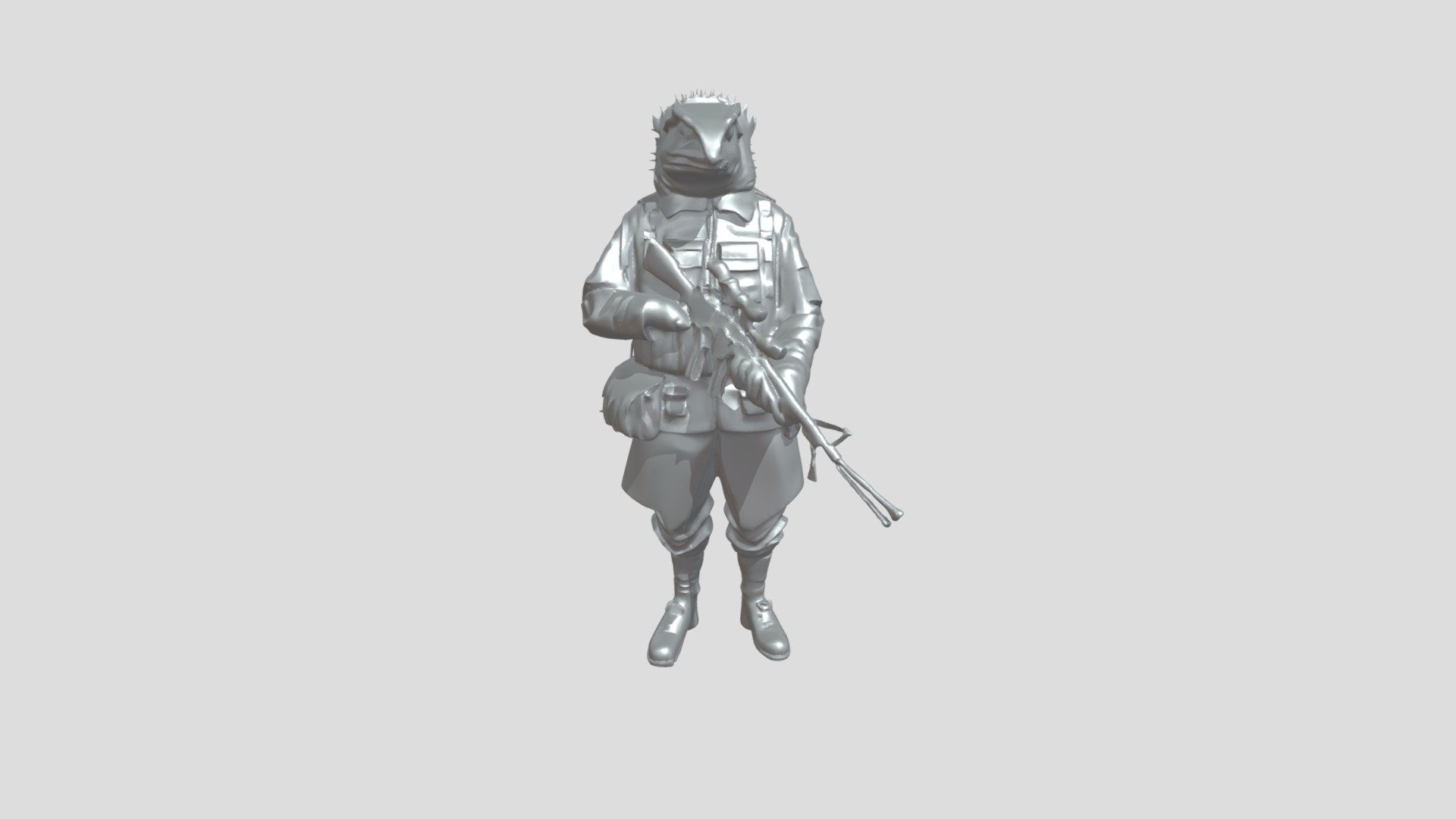 Lizard soldier holding a rifle - 3D model by jarod5181991 [59b6974 ...