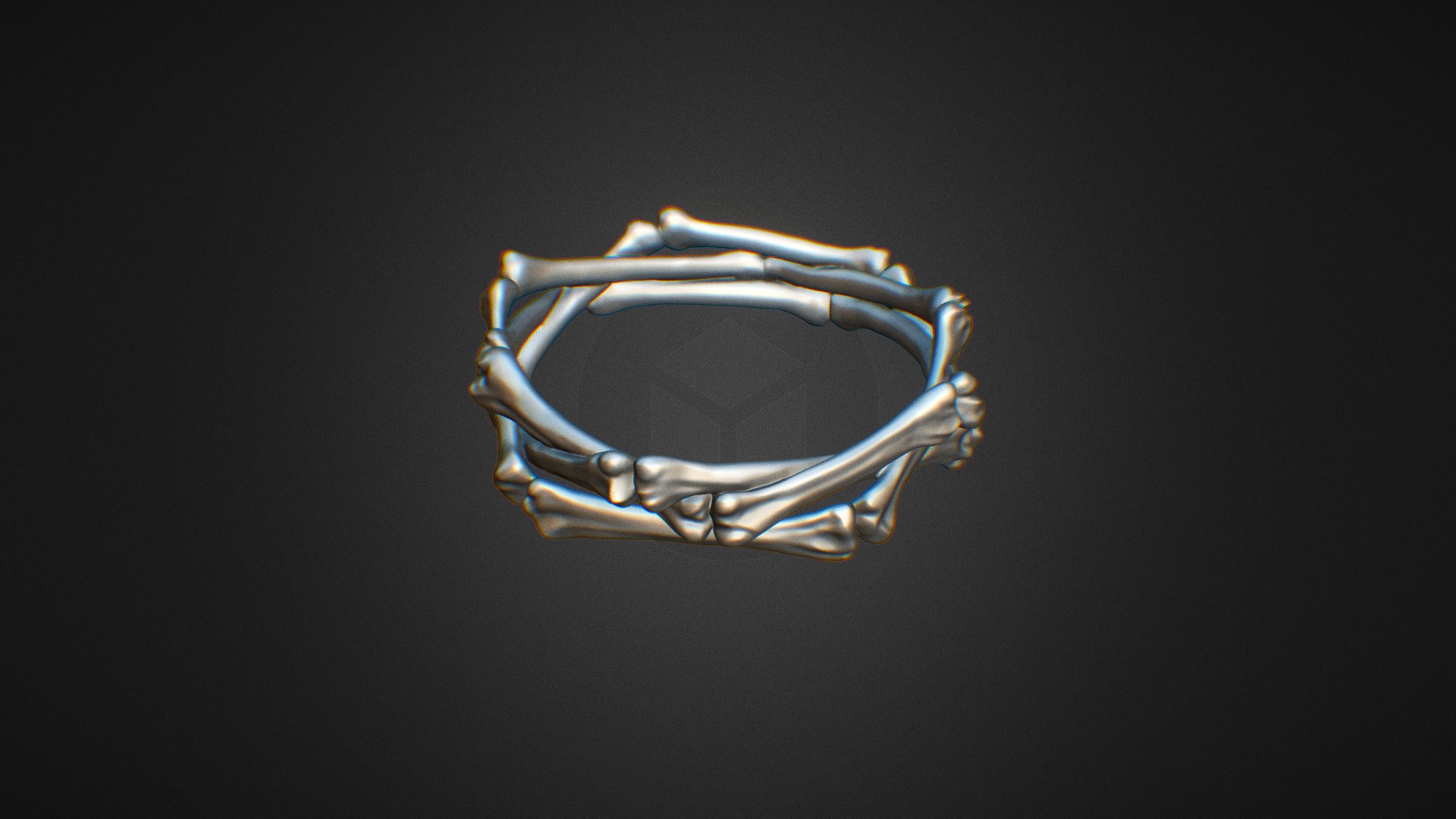 3D model Ring with bones - This is a 3D model of the Ring with bones. The 3D model is about a blue and gold ring.