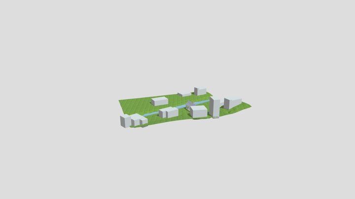 Läuterau27_mit_ Geländemodell_und_ Stadtmodell 3D Model