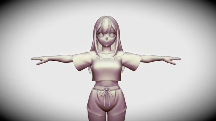 Girl_model_anime_character_sculpt 3D Model
