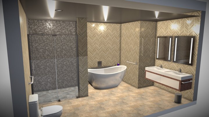 Bathroom modeled in Revit 3D Model