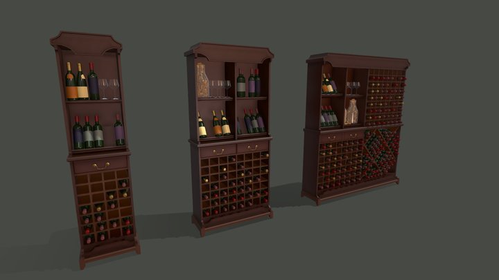 Wine cabinet x3 3D Model