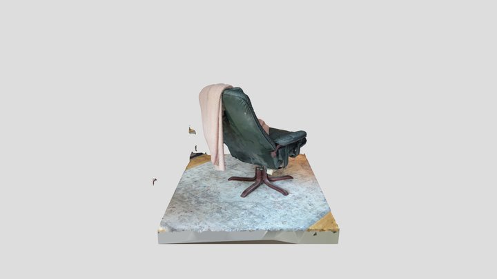 Vintage Recliner With Draped Blanket 3D Model
