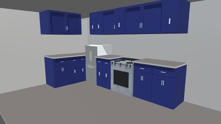 free blue kitchen 3D model 3D Model