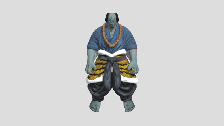 large anthropomorphic warrior in kimono 3D Model