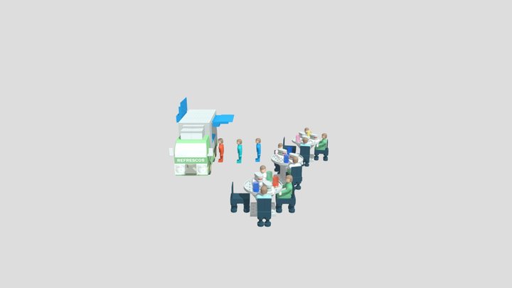 Foodtruck en feria gastronómica (TENTE 3D) 3D Model