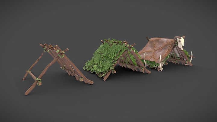 Stylized Caveman Shelter 3D Model