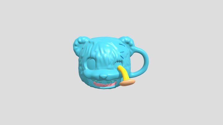 Bear head-shaped mug with features 3D Model